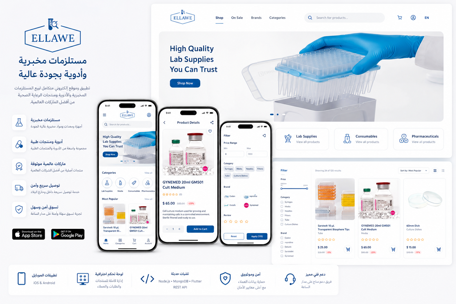 Ellawe laboratory and pharmaceutical web and mobile commerce platform