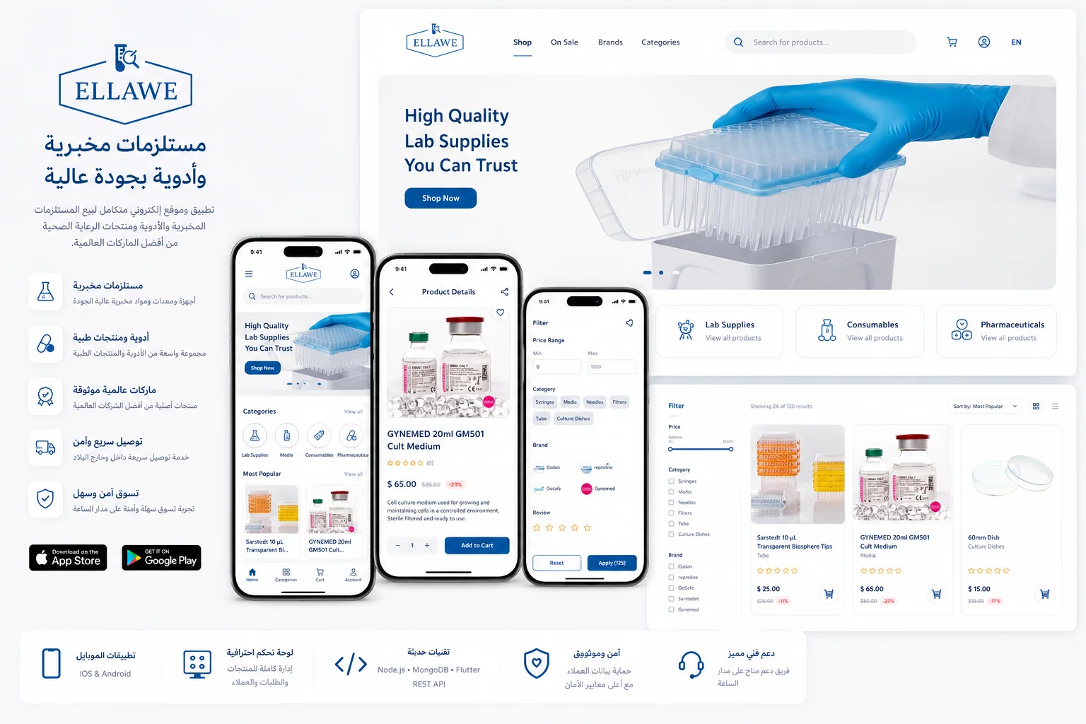 Ellawe laboratory and pharmaceutical web and mobile commerce platform